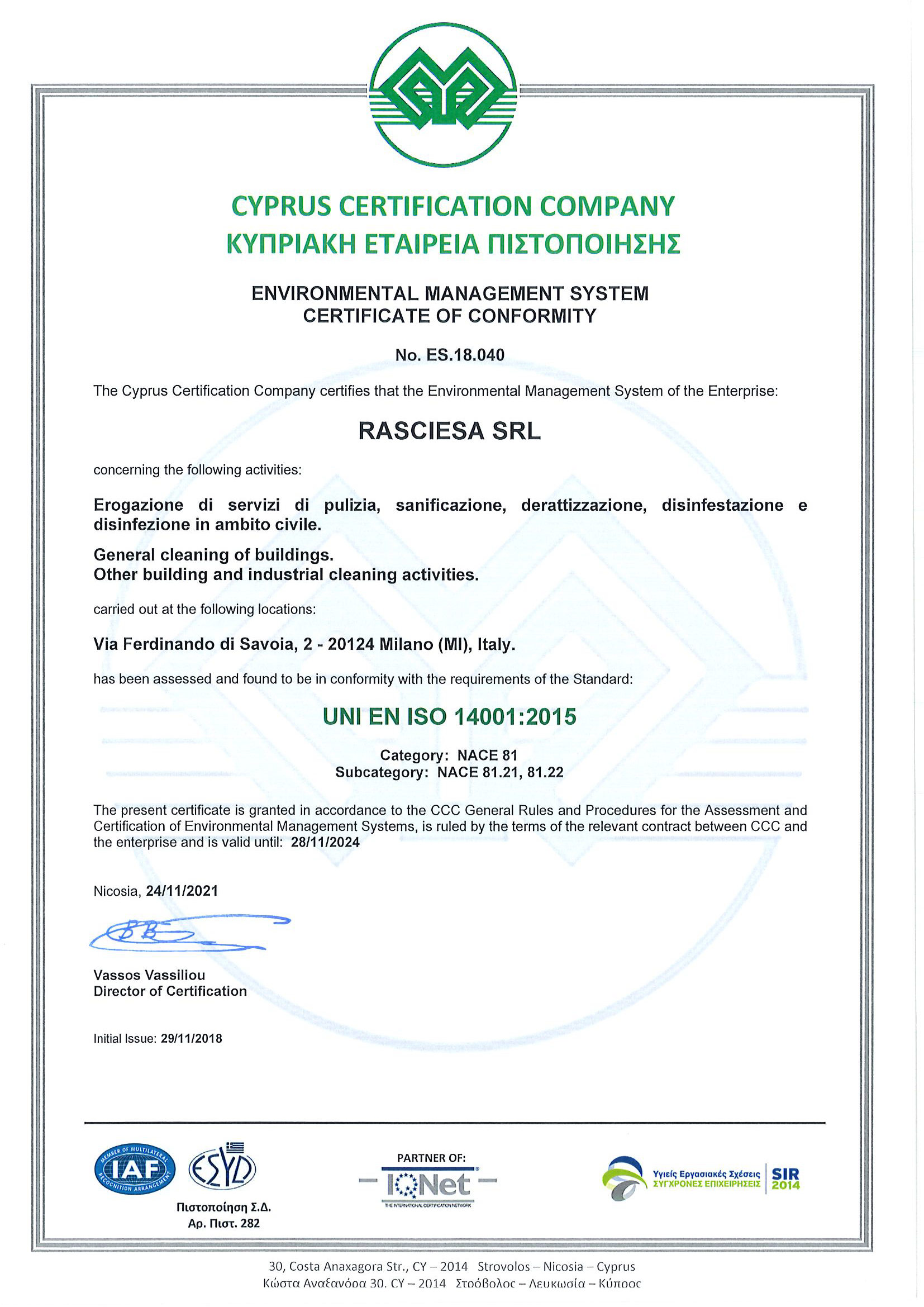 RASCIESA ISO 14001_2015_CCC_rinnovo