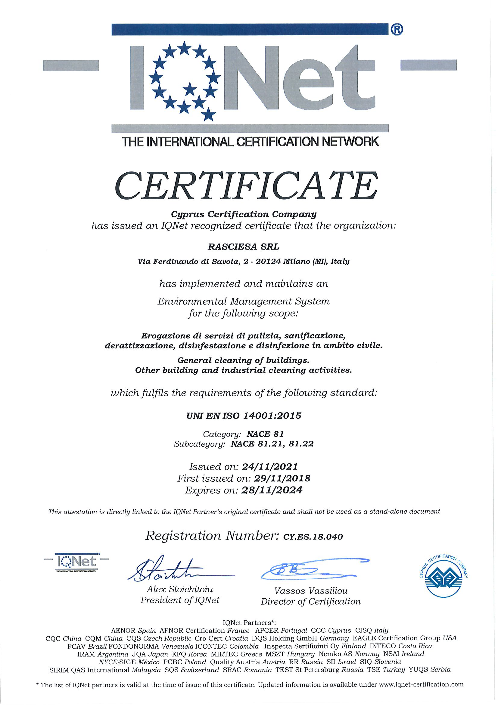RASCIESA ISO 14001_2015_IQNET_rinnovo
