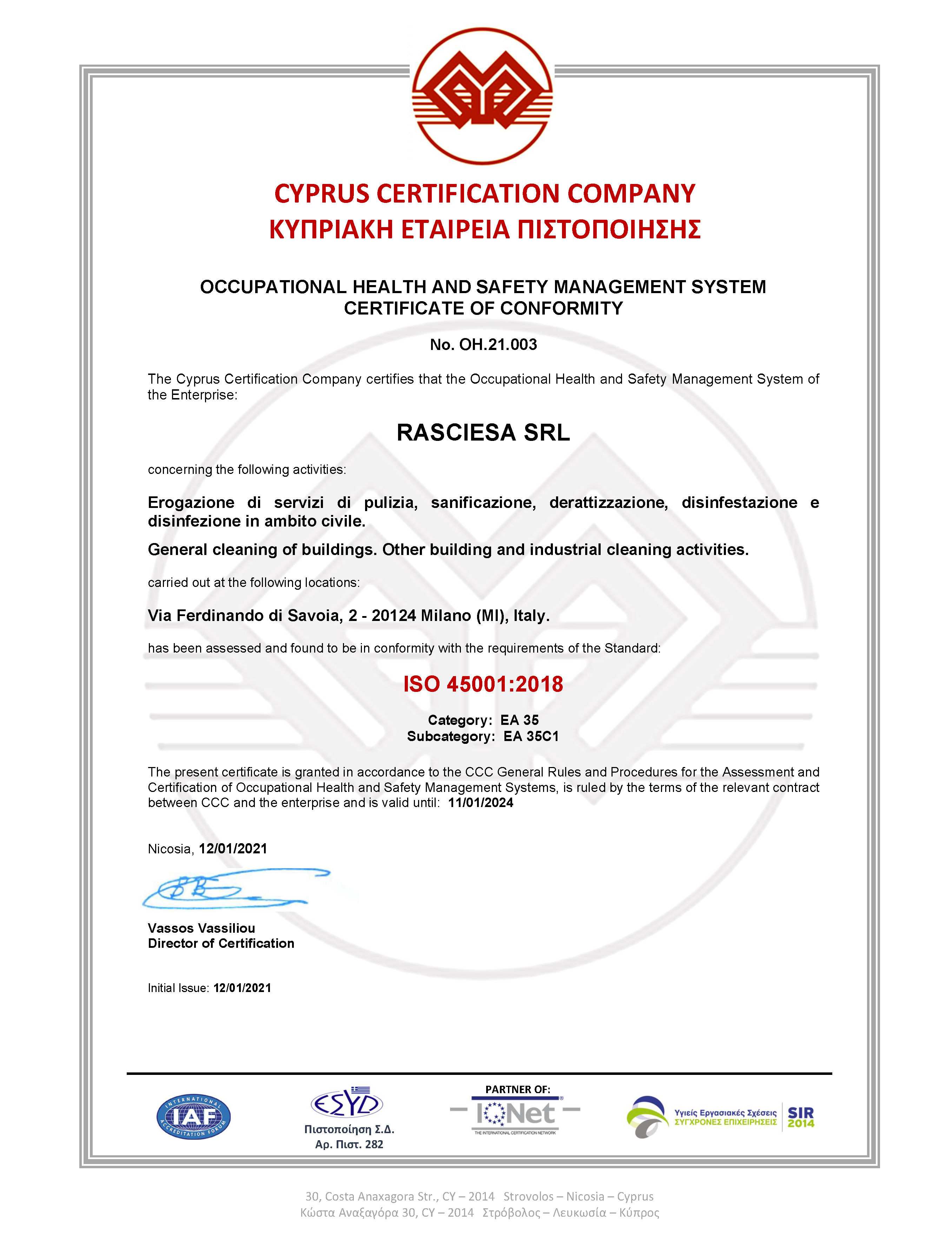 RASCIESA SRL ISO 45001-2018 - (ID 189330)